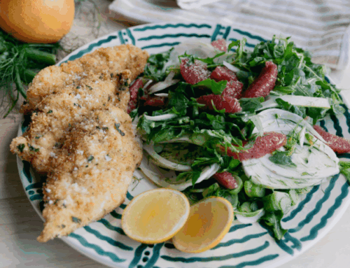 Chicken Cotoletta with Ruby Grapefruit, Rocket & Fennel Salad